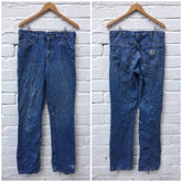 Carhartt Vintage 90s mens blue denim distressed work jeans trousers size W32 L34